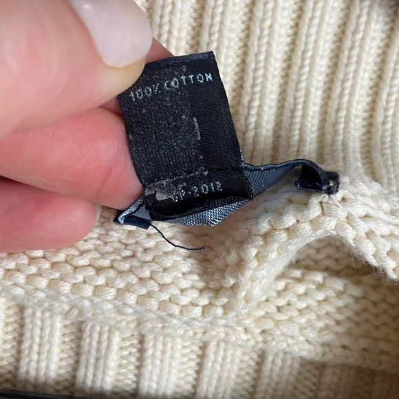 Vintage Gap Women’s 100% Cotton Cableknit Crewneck Sweater Cream Size Large - Picture 6 of 8